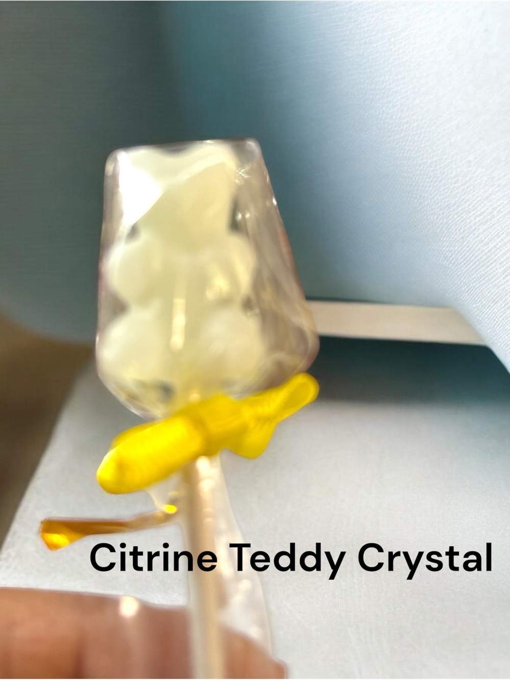 Citrine Teddy Crystal Desk Decor - Yellow